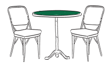 Hand-drawn café table with two chairs illustration